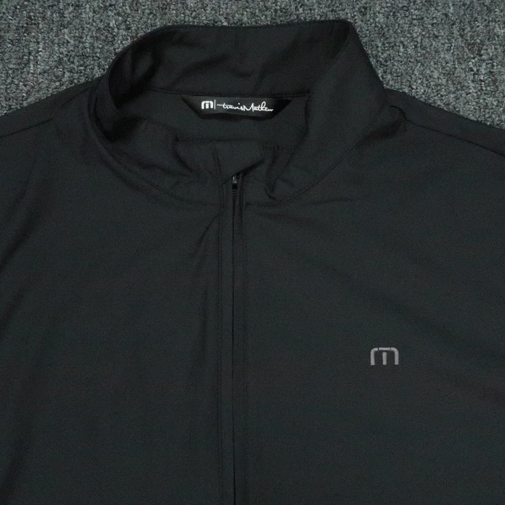 Travis Mathew‎ Jacket Mens Medium Black Surfside Full Zip Pocket Golf Stretch